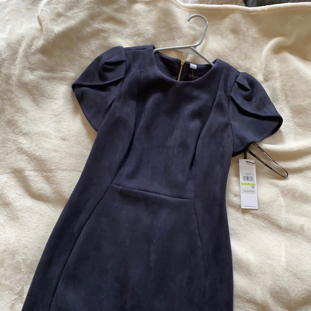 Gorgeous navy suede Calvin Klein dress